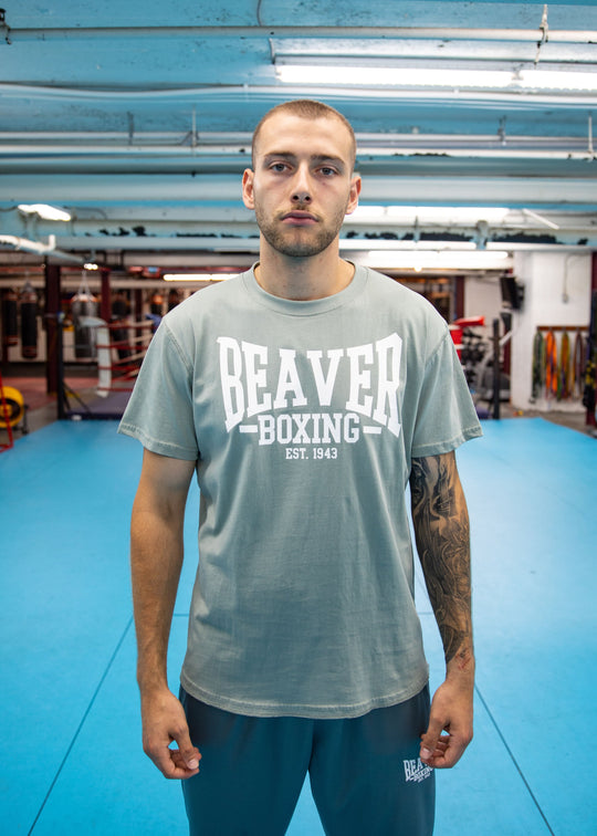 Beaver Boxing T-Shirt EST. 1943- Jade Grey