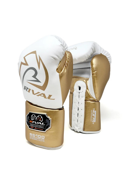 RIVAL RS100 PROFESSIONAL SPARRING GLOVES - WHITE/GOLD
