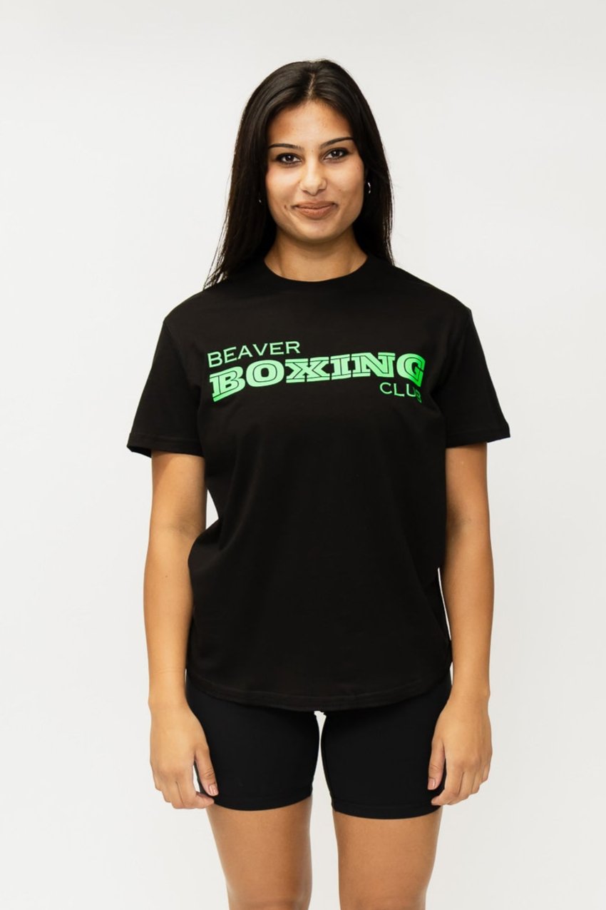 Beaver Boxing T-Shirt ( Green Graphic )