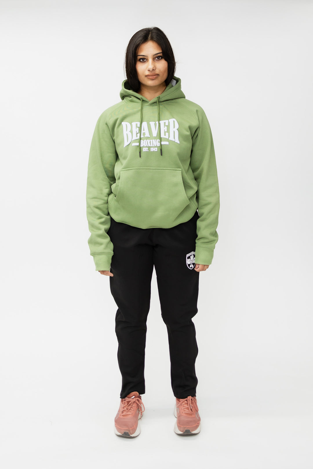 HEAVY DUTY HOODED SWEATSHIRT BEAVER BOXING - LIGHT GREEN