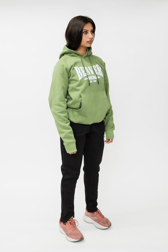 HEAVY DUTY HOODED SWEATSHIRT BEAVER BOXING - LIGHT GREEN