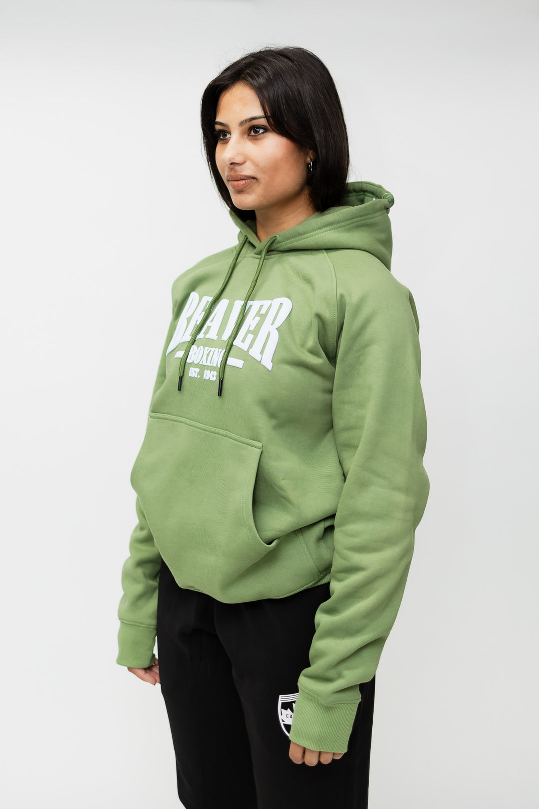 HEAVY DUTY HOODED SWEATSHIRT BEAVER BOXING - LIGHT GREEN