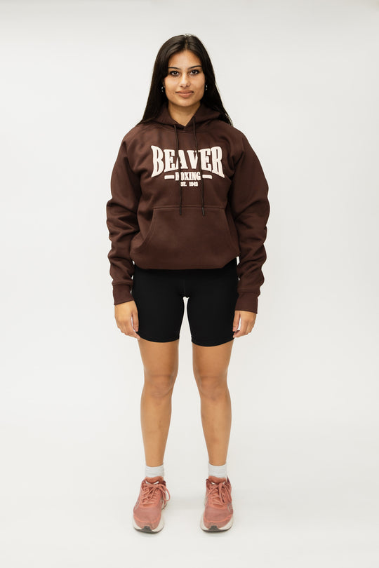 HEAVY DUTY HOODED SWEATSHIRT BEAVER BOXING - BROWN