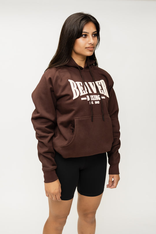 HEAVY DUTY HOODED SWEATSHIRT BEAVER BOXING - BROWN