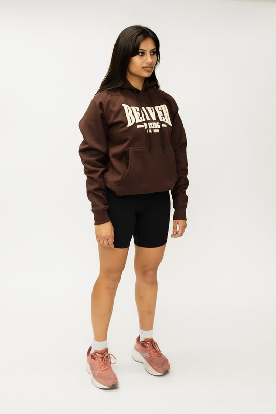 HEAVY DUTY HOODED SWEATSHIRT BEAVER BOXING - BROWN