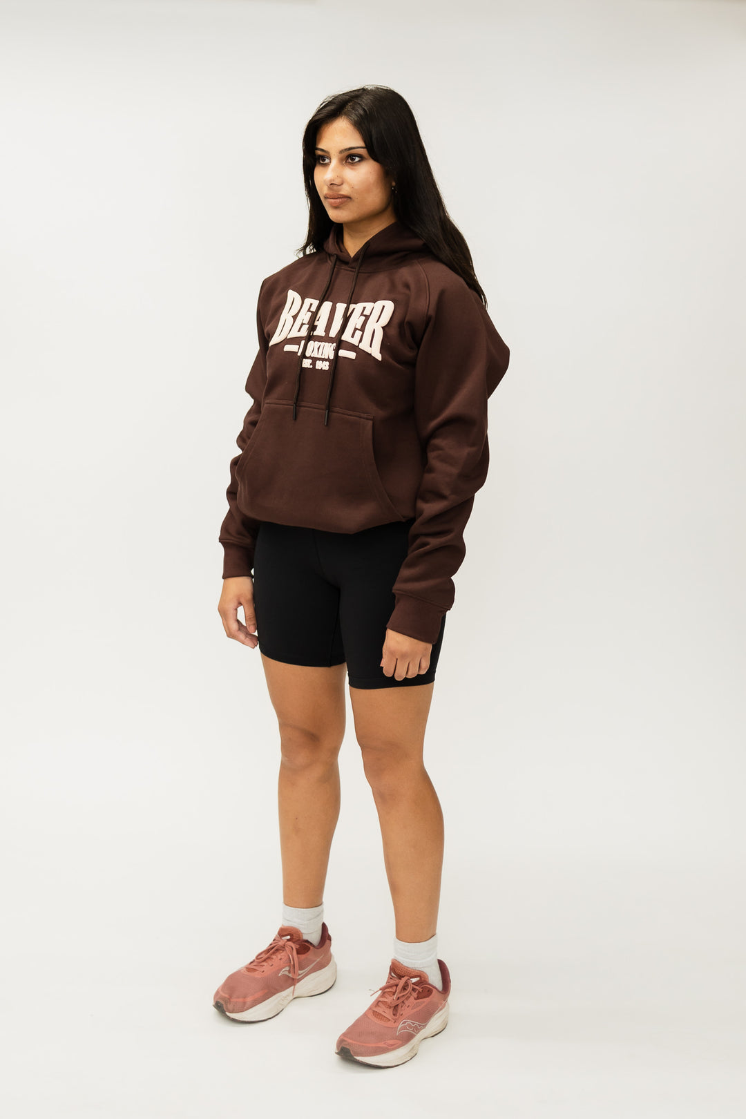 HEAVY DUTY HOODED SWEATSHIRT BEAVER BOXING - BROWN