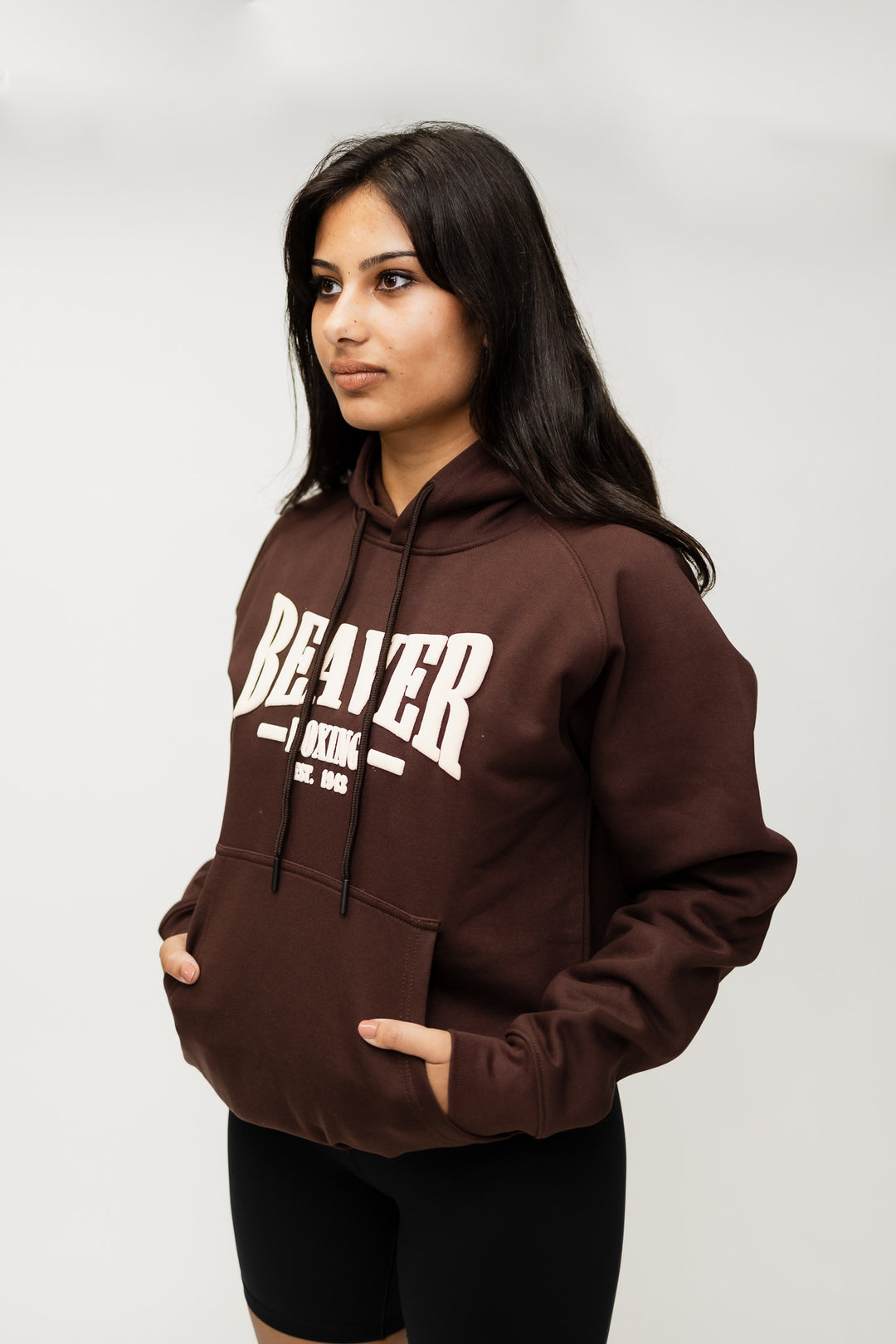 HEAVY DUTY HOODED SWEATSHIRT BEAVER BOXING - BROWN