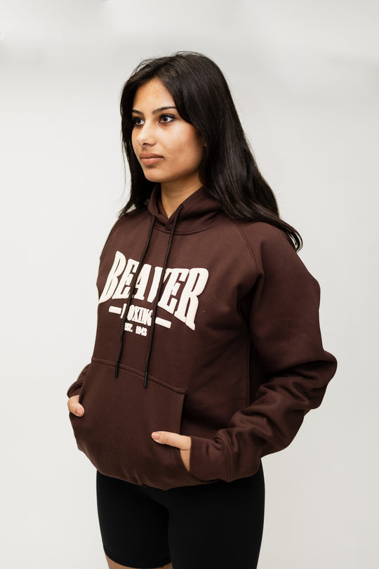 HEAVY DUTY HOODED SWEATSHIRT BEAVER BOXING - BROWN
