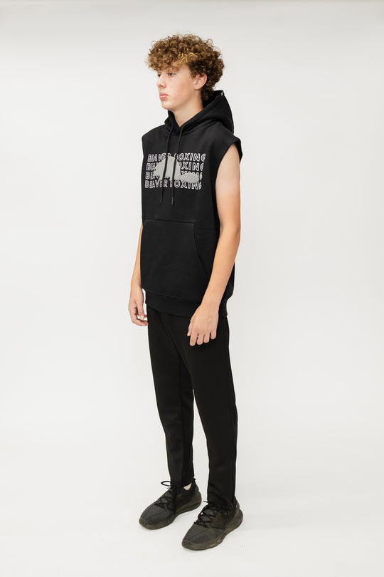 SLEEVELESS HOODIE SWEATSHIRT BEAVER BOXING - BLACK