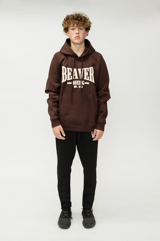 HEAVY DUTY HOODED SWEATSHIRT BEAVER BOXING - BROWN