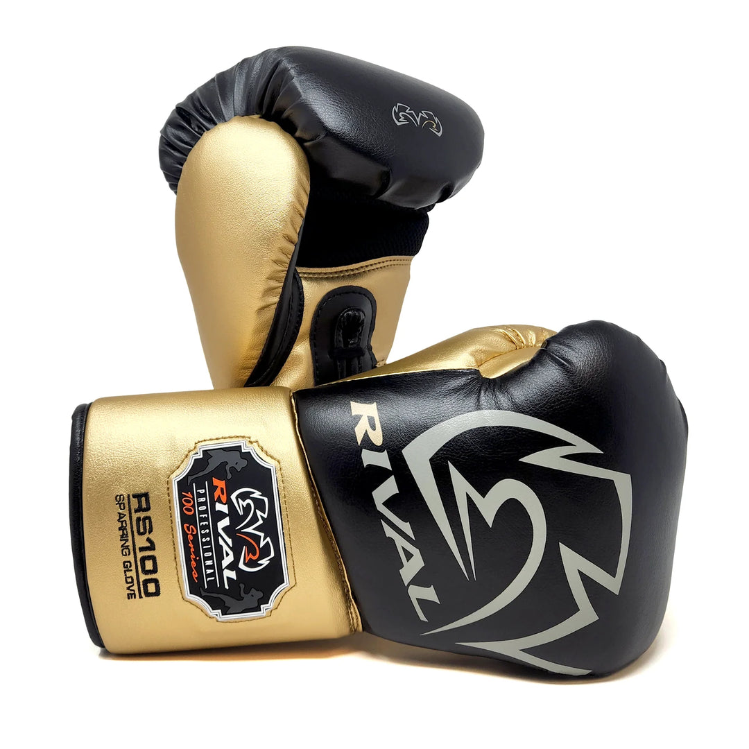 RIVAL RS100 PROFESSIONAL SPARRING GLOVES - BLACK/GOLD