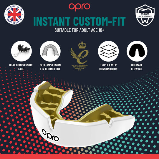 Instant Custom-Fit UFC Mouthguard - Black/White/Silver
