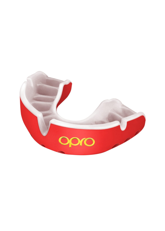 OPRO Gold Level Mouthguard - Red/Pearl