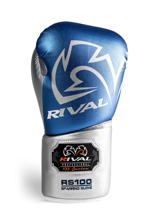 RIVAL RS100 PROFESSIONAL SPARRING GLOVES - BLUE/SILVER