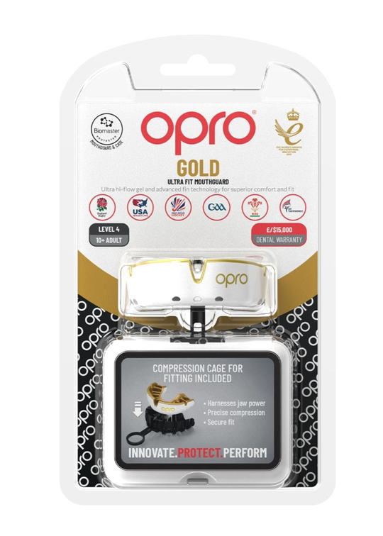 OPRO Gold Level Mouthguard - White/Gold