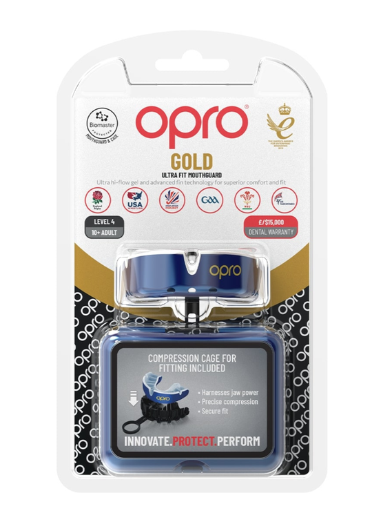 OPRO Gold Level Mouthguard - Blue/Pearl