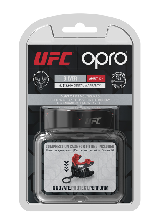OPRO UFC Silver Level Mouthguard - Black/Red