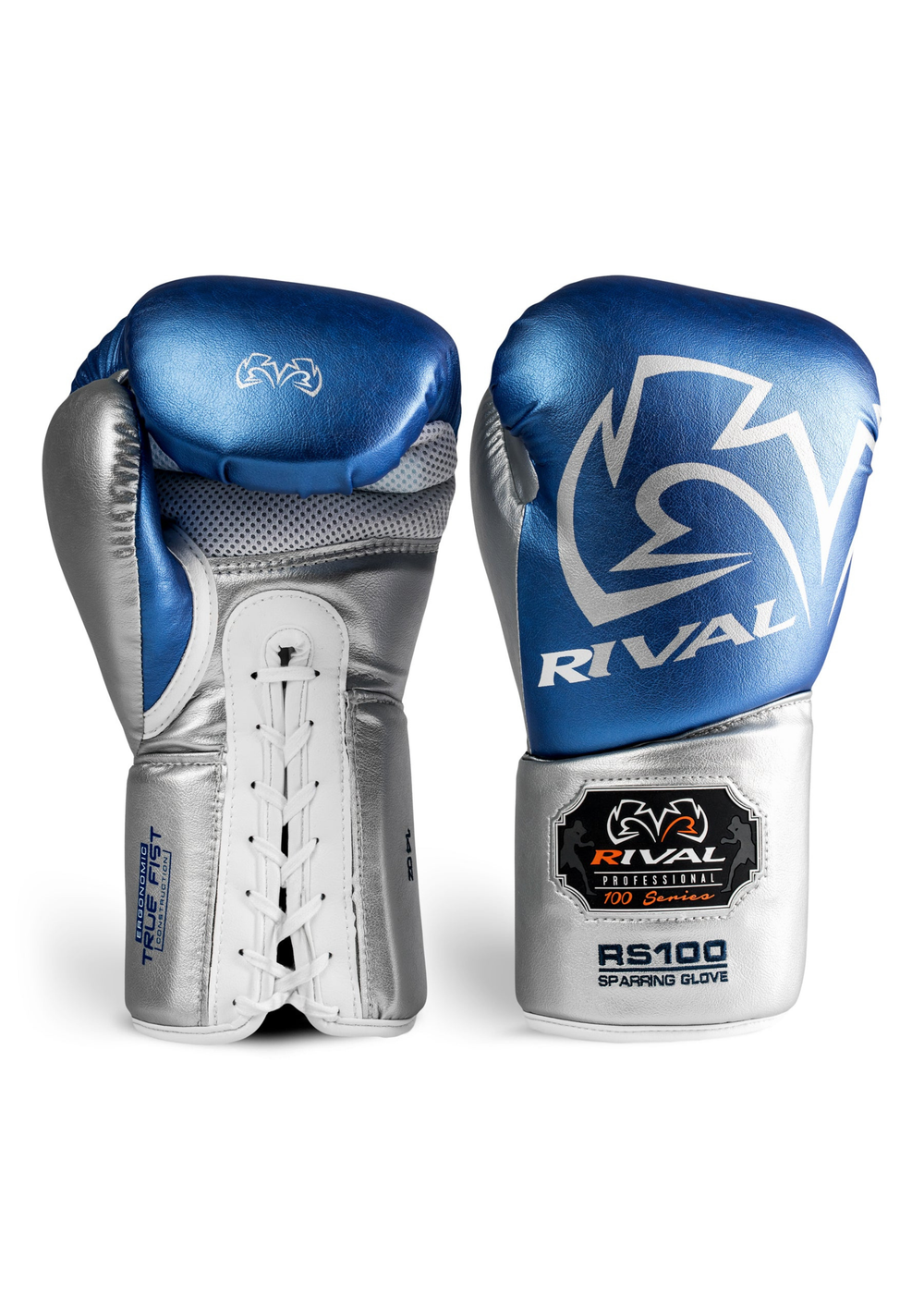 RIVAL RS100 PROFESSIONAL SPARRING GLOVES - BLUE/SILVER
