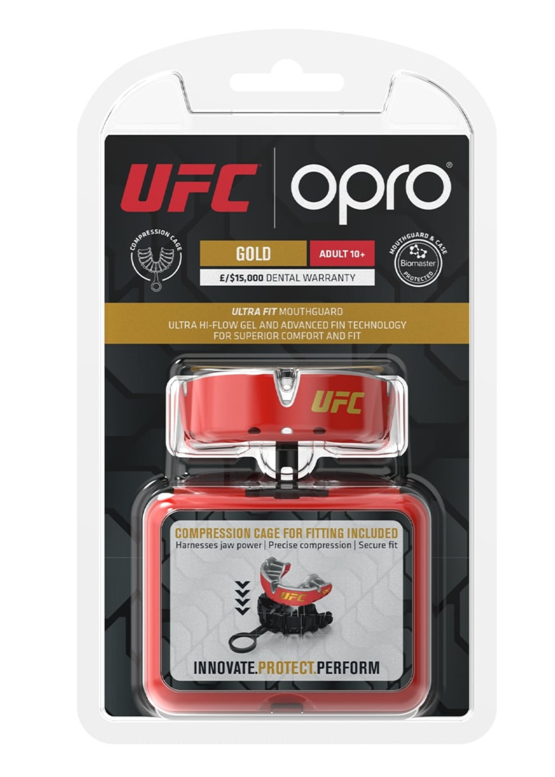 OPRO UFC Gold Level Mouthguard - Red/Silver