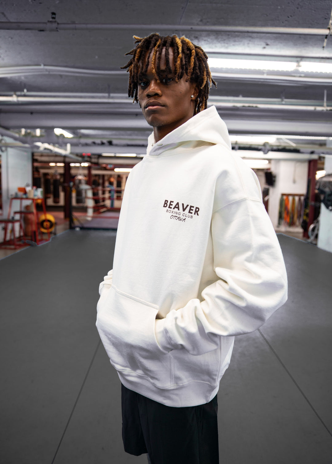 HOODIE BUTTON-UP (Heavy Duty)(Cream)