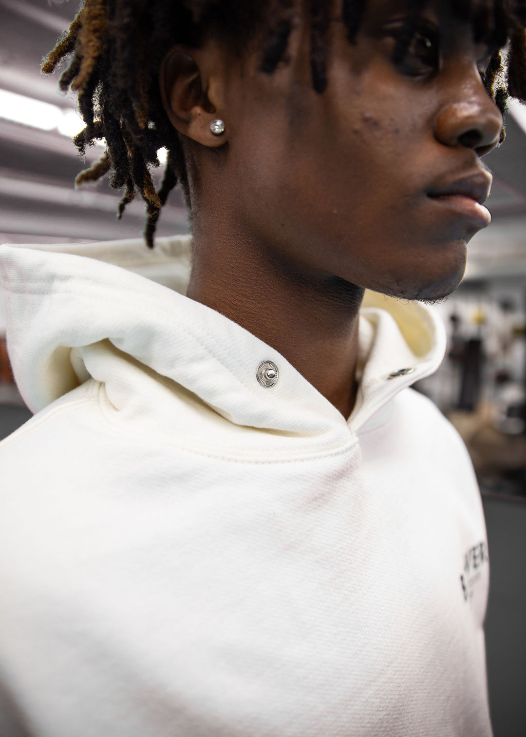 HOODIE BUTTON-UP (Heavy Duty)(Cream)
