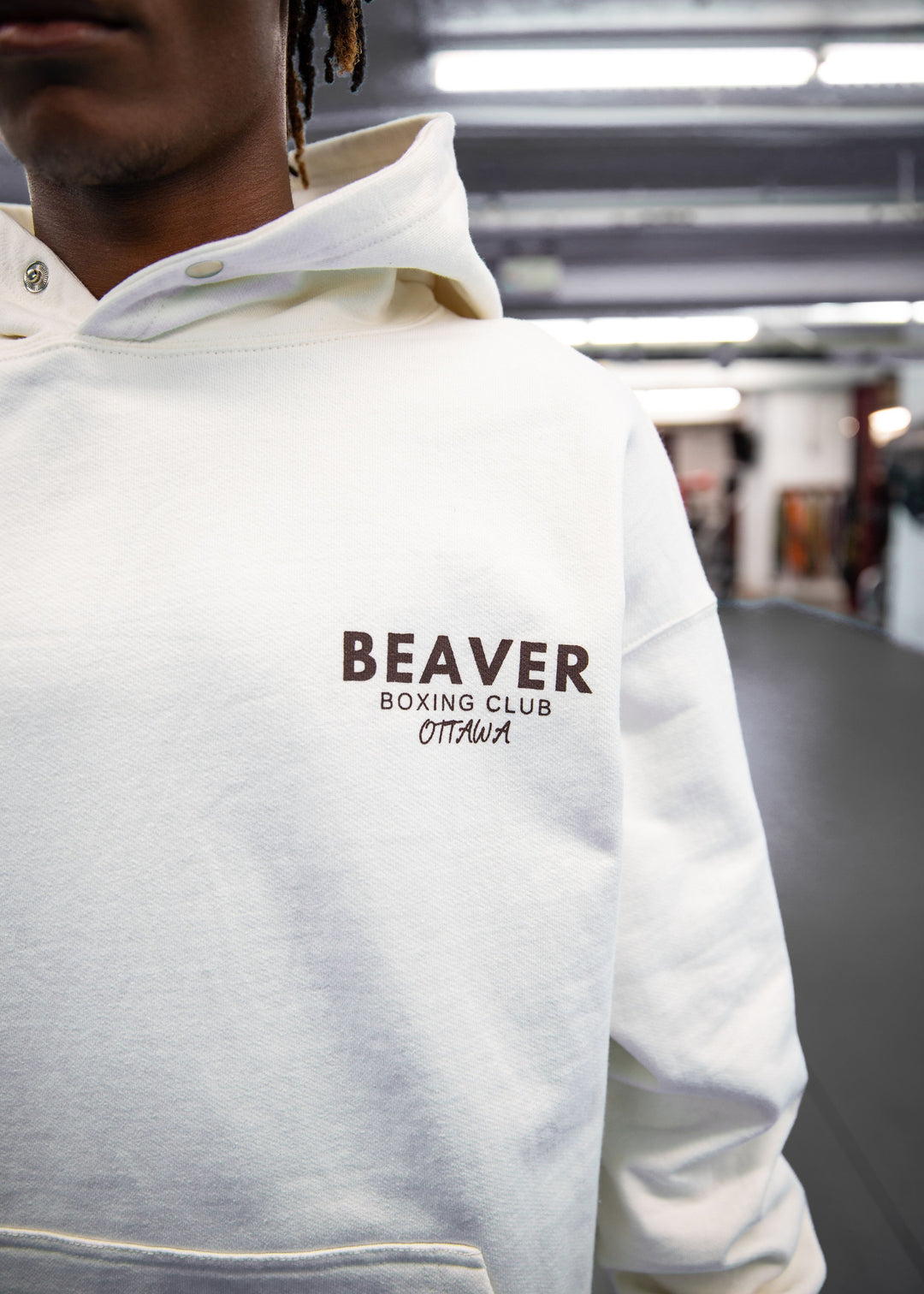 HOODIE BUTTON-UP (Heavy Duty)(Cream)