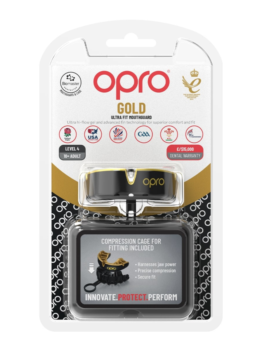 OPRO Gold Level Mouthguard - Black/Gold