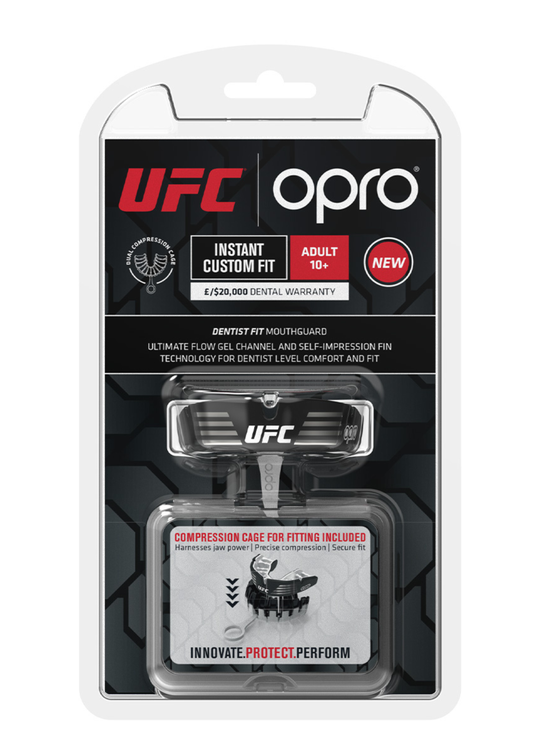 Instant Custom-Fit UFC Mouthguard - Black/White/Silver