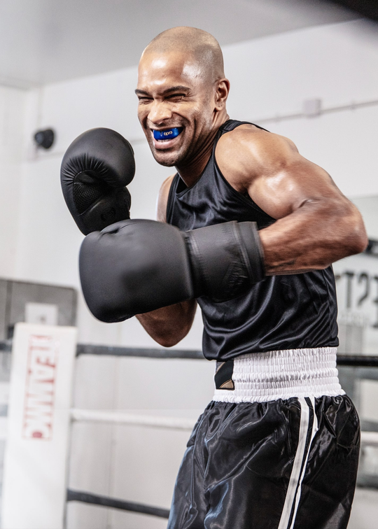 OPRO Gold Level Mouthguard - Blue/Pearl