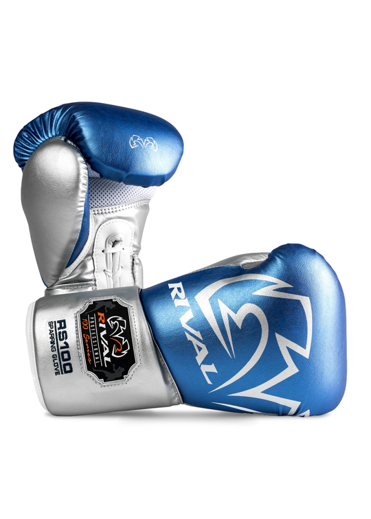RIVAL RS100 PROFESSIONAL SPARRING GLOVES - BLUE/SILVER