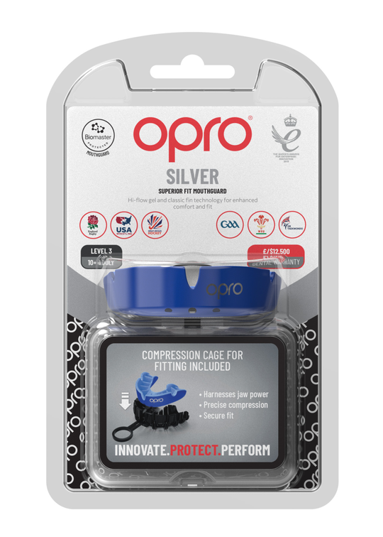OPRO Silver Level Mouthguard - Dark Blue / Blue