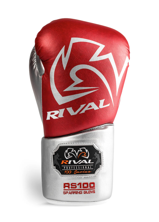 RIVAL RS100 PROFESSIONAL SPARRING GLOVES - RED/SILVER