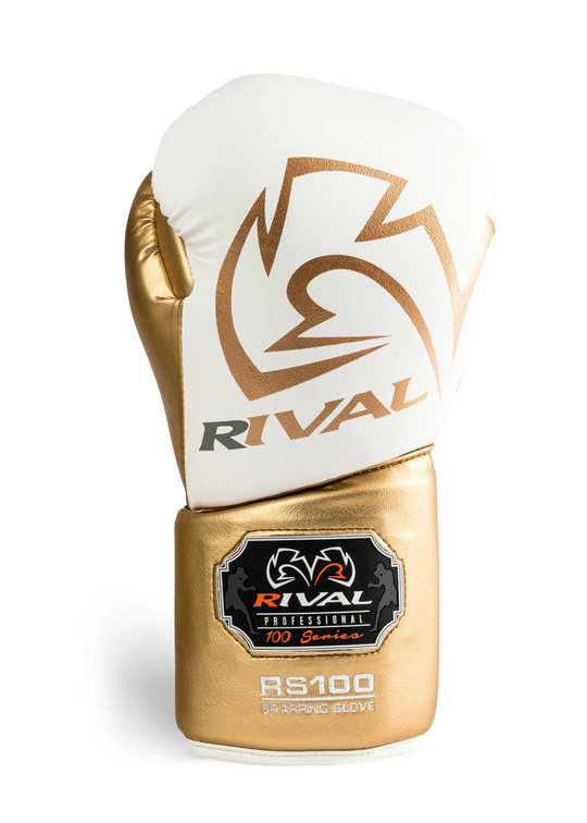 RIVAL RS100 PROFESSIONAL SPARRING GLOVES - WHITE/GOLD