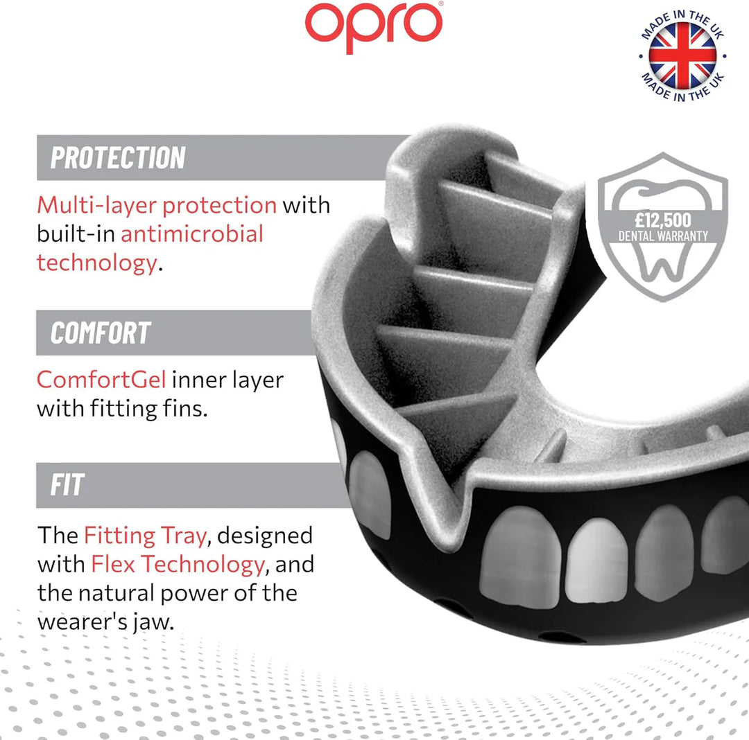 OPRO Silver Level Grillz Mouthguard - Black/Silver