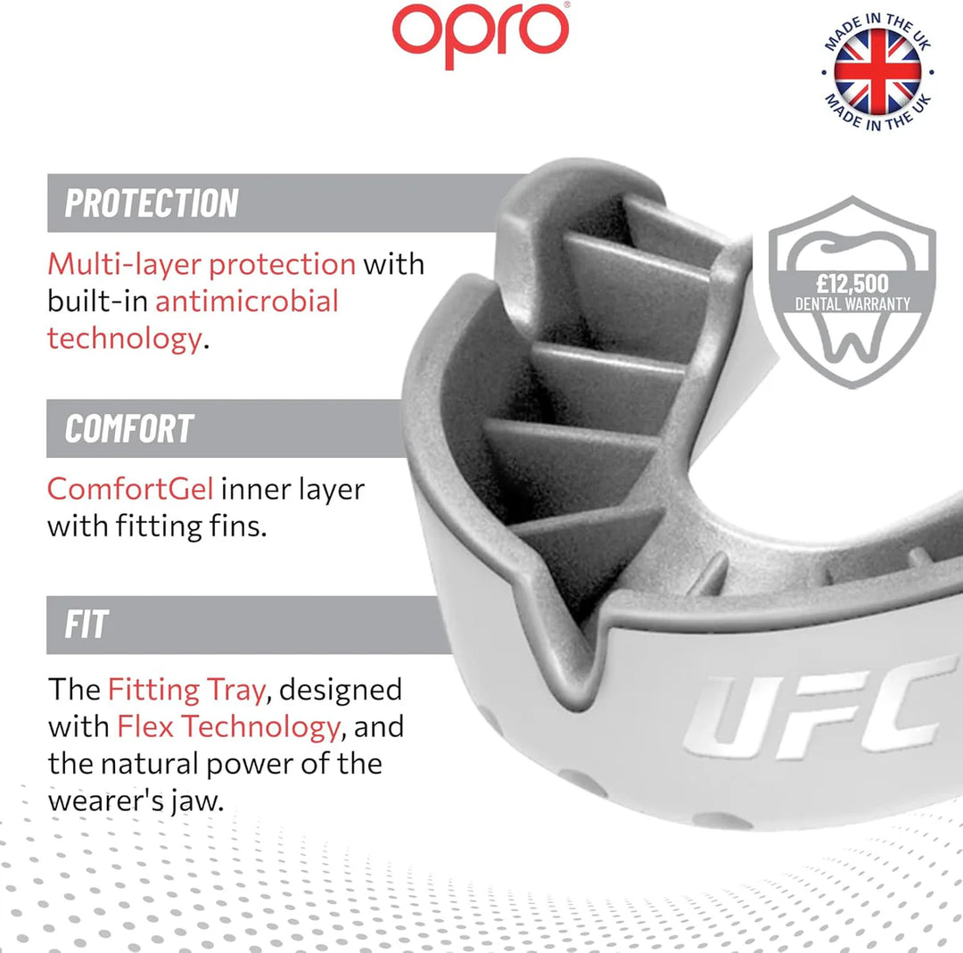 OPRO UFC Silver Level Mouthguard - White/Silver