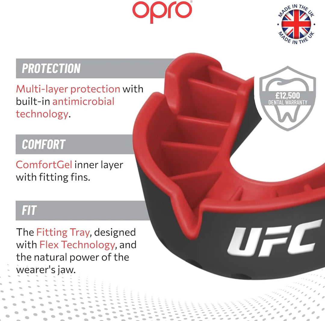 OPRO UFC Silver Level Mouthguard - Black/Red