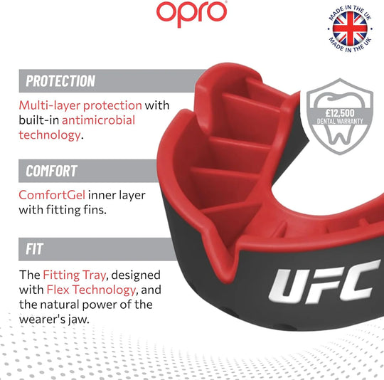 OPRO UFC Silver Level Mouthguard - Black/Red
