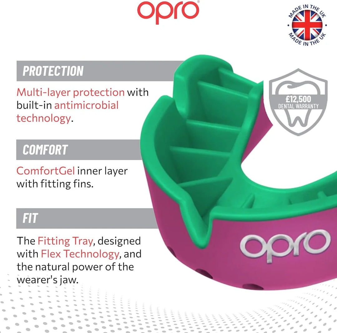 OPRO Silver Level Mouthguard - Pink/Green