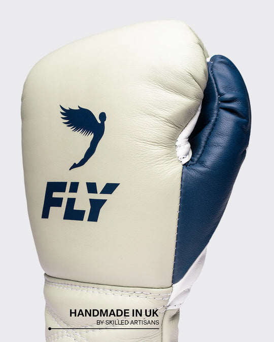 Fly Superlace 2 Lightning Boxing Gloves - White/Navy/Bone