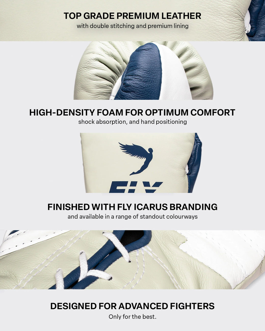 Fly Superlace 2 Lightning Boxing Gloves - White/Navy/Bone