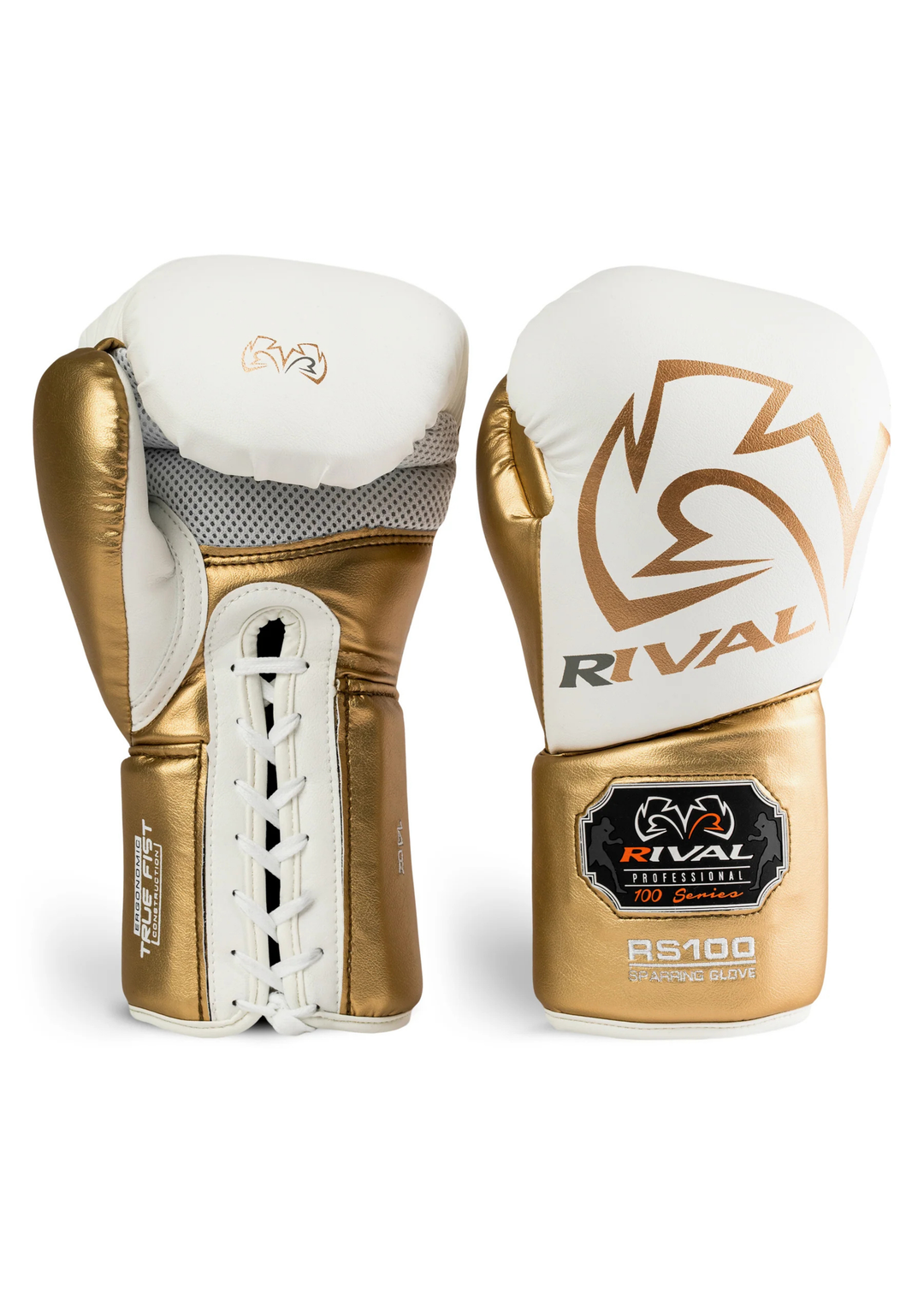 RIVAL RS100 PROFESSIONAL SPARRING GLOVES - WHITE/GOLD