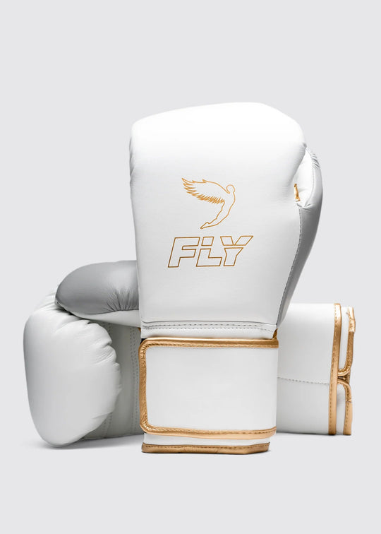 FLY Superloop Pro X 2 Boxing Gloves - White/Grey/Gold
