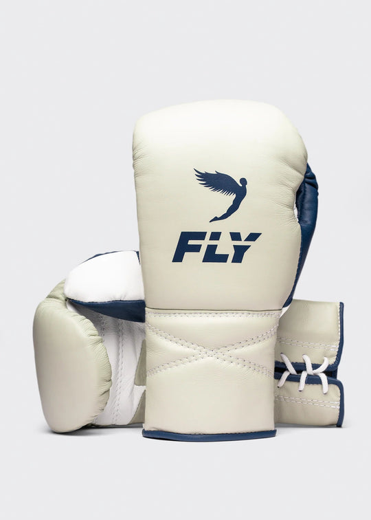 Fly Superlace 2 Lightning Boxing Gloves - White/Navy/Bone