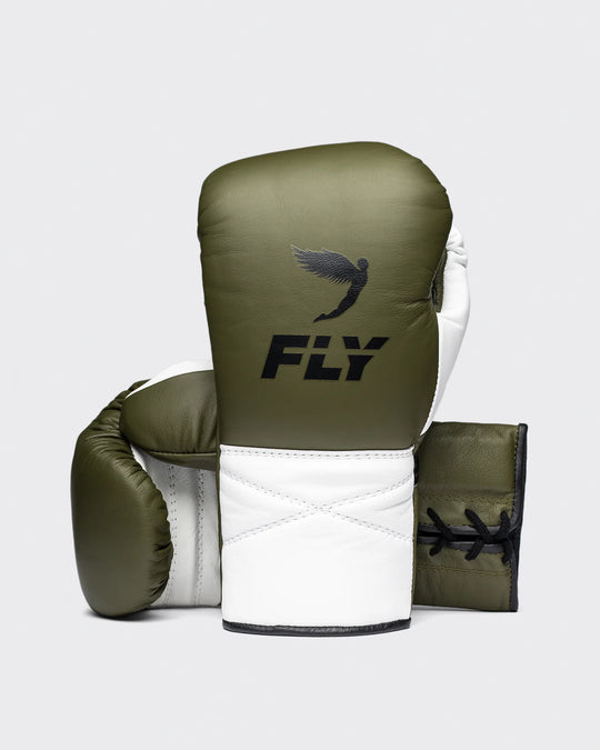 Fly Superlace 2 Lightning Boxing Gloves - Olive Green/White/Black