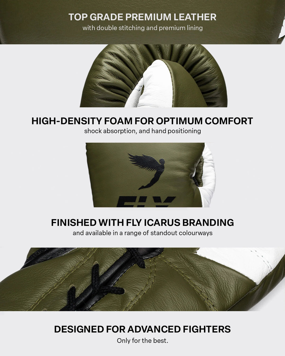 Fly Superlace 2 Lightning Boxing Gloves - Olive Green/White/Black