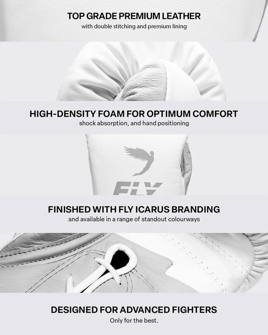 Fly Superlace 2 Lightning Boxing Gloves - White/Grey