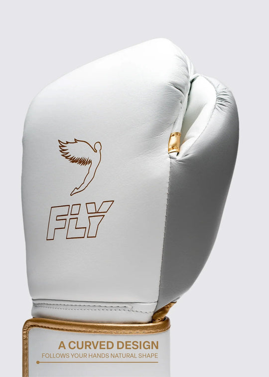 FLY Superloop Pro X 2 Boxing Gloves - White/Grey/Gold