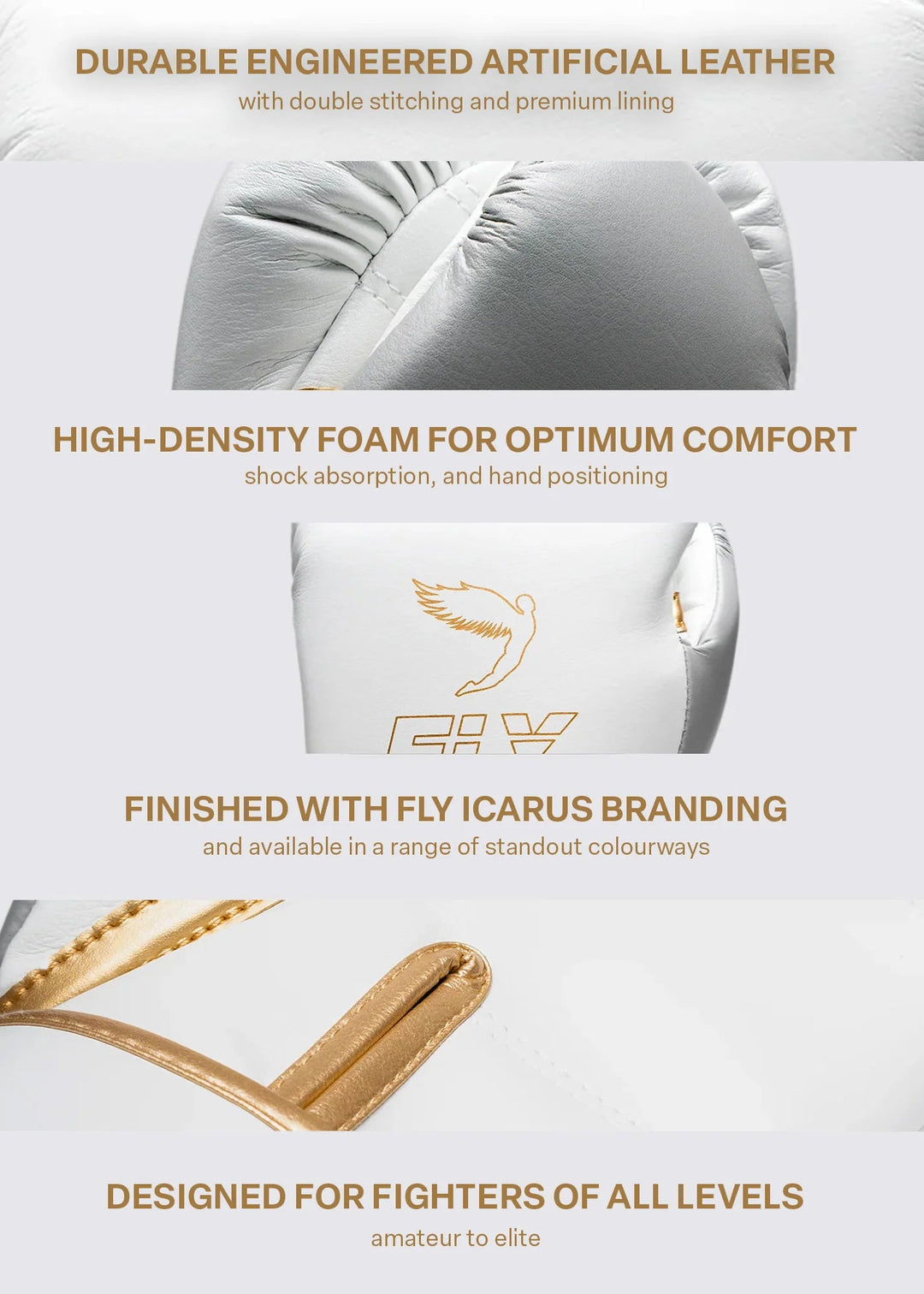 FLY Superloop Pro X 2 Boxing Gloves - White/Grey/Gold