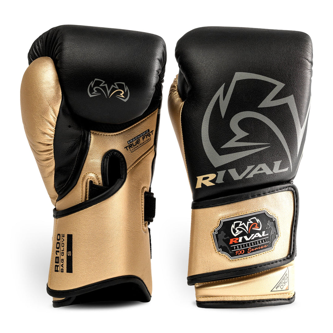 RIVAL RB100 Professional Bag Gloves - Black/Gold